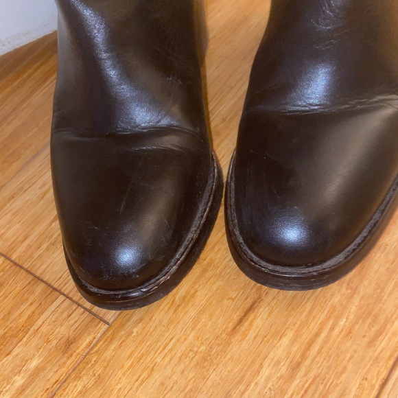 Zara Wide Block Heel Leather Knee High Boots - Picture 7 of 12
